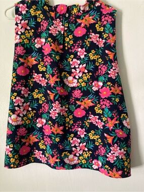 J. Crew Navy A-Line top with Bright Floral Print
